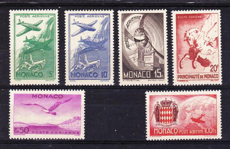 Monaco C 2-7 MNH 1942 Planes, Globe & Arms of Monaco