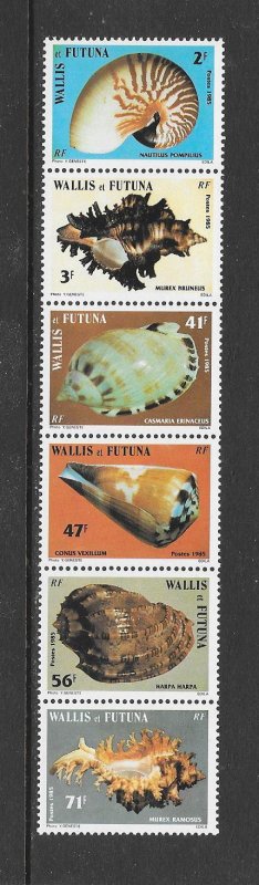 SHELLS - WALLIS and FUTUNA #320-5 (STRIP) FISHING  MNH