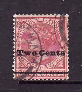 Ceylon-Sc#150- id7-used 2c on 4c rose QV-1888-90-