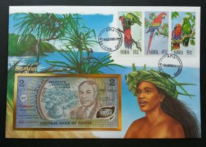 Samoa Parrots 1993 Birds Pets Island Lady Beach FDC (banknote cover) *rare