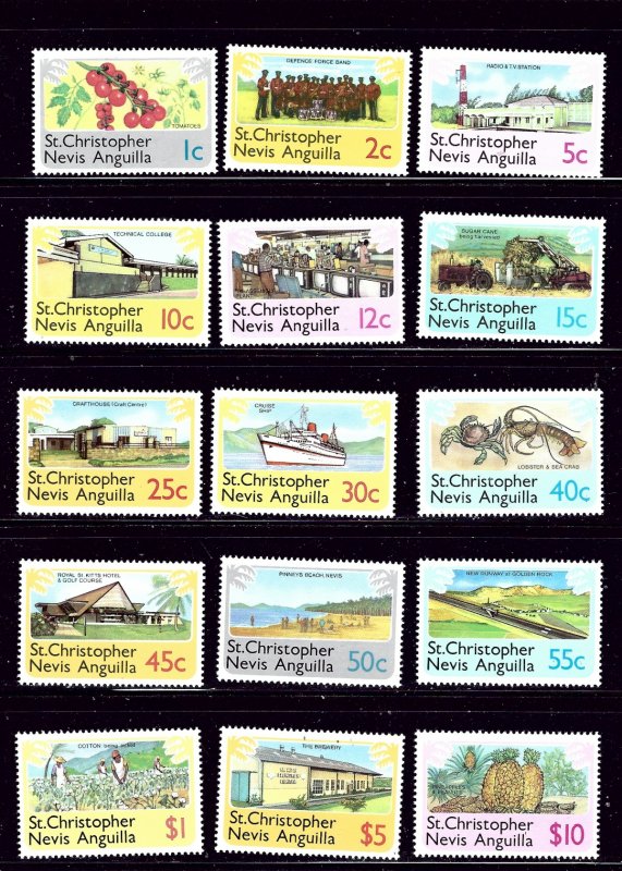 St Kitts-Nevis 355-69 MNH 1978 Definitive Set   #2