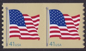 US 4188 Flag 41c coil pair AVR (2 stamps) MNH 2007