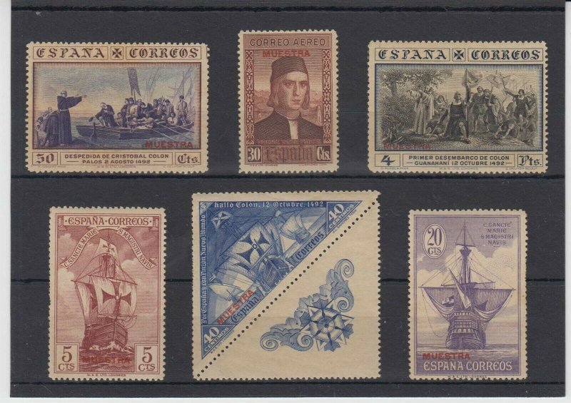 SPAIN 1930 COLUMBUS Sc 421, 425, 428-429, 431 & C37 OVPTD MUESTRA SPECIMEN 