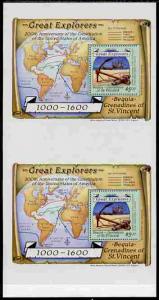 St Vincent - Bequia 1988 Explorers $5 m/sheet (Map & ...