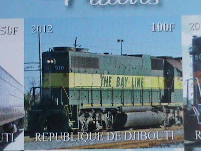 ​DJIBOUTI STAMP-2012 WORLD FAMOUS TRAINS RARE MNH IMPERF:  SHEET VERY FINE