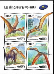 #30116 NIGER 2018 PREHISTORIC FAUNA FLYING DINOSAURS MINISHEET  YV 4930-33 MNH