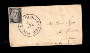 USA #73 Used On Rare Small Cover To Maine With Superb New Gloucester Cancel