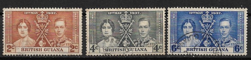 1937 British Guiana 227-9 Coronation C/S used