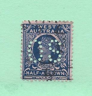 Western Australia, 85, Swan OS Perfin Single, Used