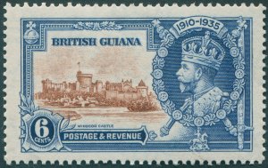 British Guiana 1935 6c brown & deep blue Jubilee SG302 unused