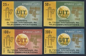 Guinea 380-381,C73-C74 imperf,MNH.Michel 298B-301B. ITU-100,1965.Equipment.