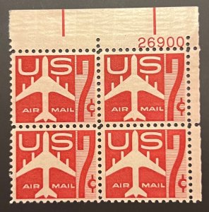 Scott#: C60 - Silhouette Of Jet Airliner Plate Block of Four MNHOG 1960 - Lot 10