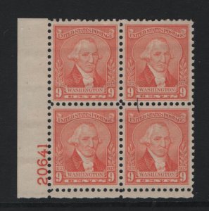 US  714 MINT HINGED  PLATE BLOCK,   1932