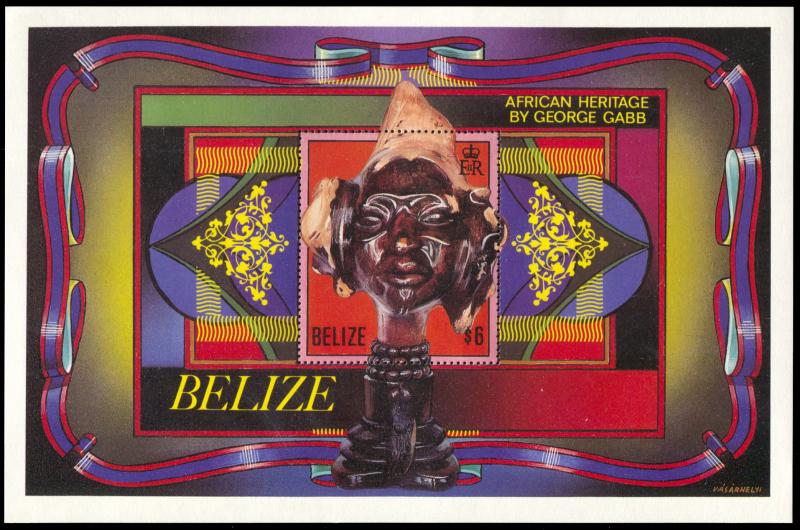 Belize 867, MNH, Woodcarvings by Sir George Gabb souvenir sheet