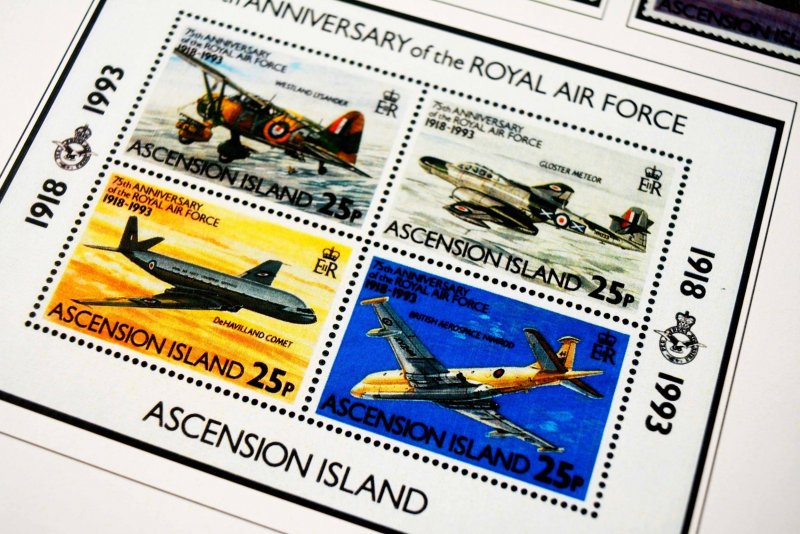 COLOR PRINTED ASCENSION ISLAND 1922-1999 STAMP ALBUM PAGES (104 illustr. pages)