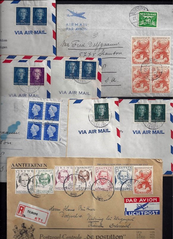 US 1940's POST WAR COLLECTION OF 18 AIRMAIL COVERS ALL TO US EXCEPT 1 REGISTERED