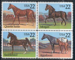 US Stamp #2155-8 MNH - Horses Se-Tenant Block of 4