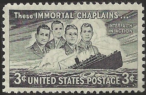 # 956 MINT NEVER HINGED FOUR CHAPLAINS S.S.DORCHESTER