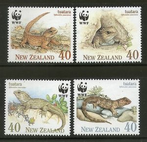 New Zealand 1991 WWF Tuatara Lizerd Reptiles Wildlife Fauna Sc 1023-26 MNH # 110