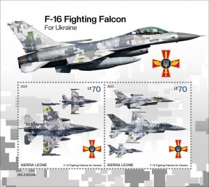 SIERRA LEONE - 2023 - F-16 to Ukraine - Perf Souv Sheet - Mint Never Hinged