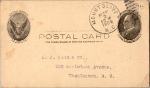 United States North Carolina Mount Olive 1909 duplex  Postal Card  Small crea...