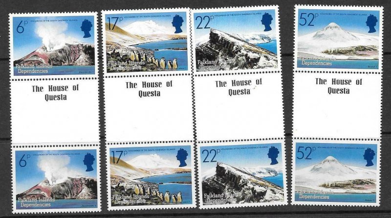 FALKLAND IS.DEP. SG121/4 1984 VOLCANOES IN GUTTER PAIRS MNH 