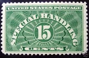 SCOTT  QE2  SPECIAL HANDLING  15¢  SINGLE  HINGED  SHERWOOD STAMP