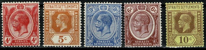 STRAITS SETTLEMENTS KG V 1912-23 PART SET UNUSED(MH) SG293-202 Wmk.MCCA P.14 VGC