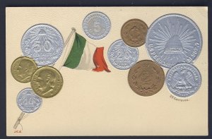 POSTAL HISTORY MEXICO vintage coin card pictures of 10x embossed coins