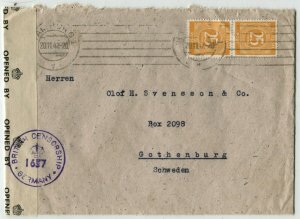 GERMANY to SWEDEN Cover British Censor Examined Stamps Postage 1947 HAMBURG