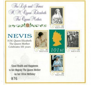 Nevis - 2001 - Queen Elizabeth  - Sheet of Four   - MNH