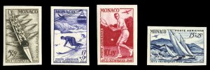 Monaco #CB7-10 (YT PA32-35) Cat€135, 1948 Olympics, imperf. set of four, li...