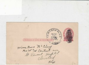 united states 1920 Newton Falls cancel to Ohio + post mark stamps card ref 21441