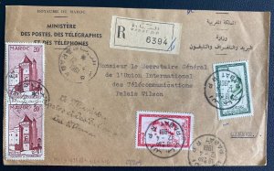 1961 Rabat French Morocco Post Office Min Airmail Cover to Geneva Switzerland