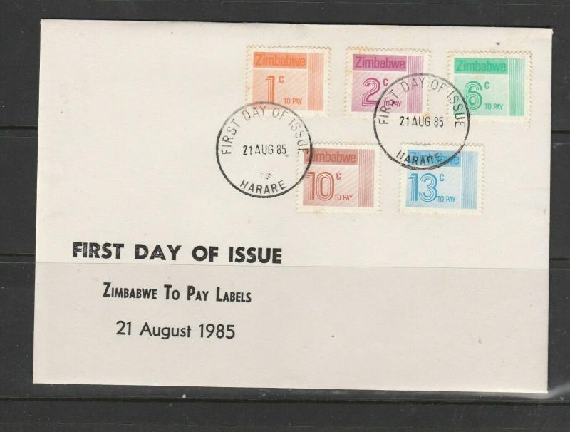 Zimbabwe 1985 Postage Dues on FDC, Unaddressed, SG D28/32