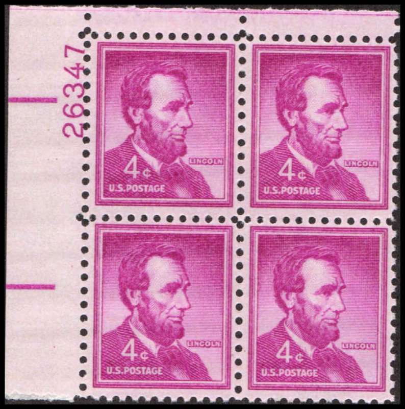 US #1036a LINCOLN MNH UL PLATE BLOCK #26347
