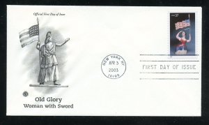 US 3780 Old Glory - Carving of a Woman with Flag UA PCS cachet FDC
