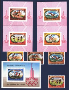Chad. 1979. 867-70, bl78 + lux blocks. Moscow, summer olympic games. MNH. 