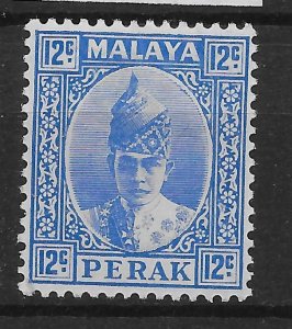 MALAYA PERAK SG113 1938 12c BRIGHT ULTRAMARINE MTD MINT