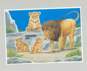 Tanzania #1002 Lions, Wild Cats 1v S/S Imperf Proof