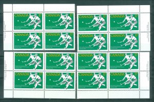 Canada. 1979 Set. 4 Corner Block Margin. Women's Field Hockey . Sc# 834