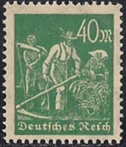 Germany #227  40M Farmers, Green, Mint OG NH F-VF