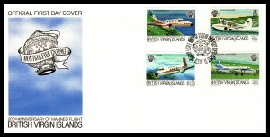 British Virgin Islands 454-457 Airplanes U/A FDC