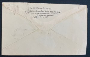 1950s Chieng Mai Commercial Bank Thailand Airmail Cover To Los Angeles CA USA