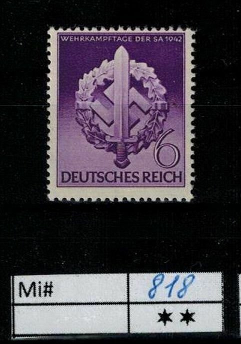 Deutschland Reich TR02 DR Mi 818 1939 Reich Postfrisch ** MNH