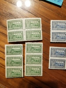 China Stamps, 1947, sc#732-736, Mint, NH, OG blocks multiples - see pics !