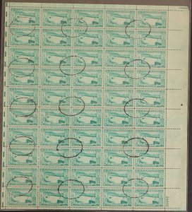 U.S. Used #1009 3c Reclamation. Sheet of 50. Oval Cancel. Choice!