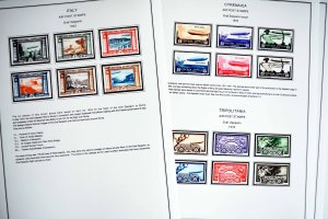 COLOR PRINTED ZEPPELIN AIRMAIL 1928-1936 STAMP ALBUM PAGES (30 illustr. pages)