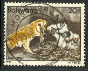 BOTSWANA 1982 20t BARN OWLS Birds Issue Scott No. 313 VFU SON POSTMARK