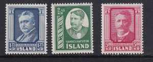 Iceland #284-286  MH 1954 portraits